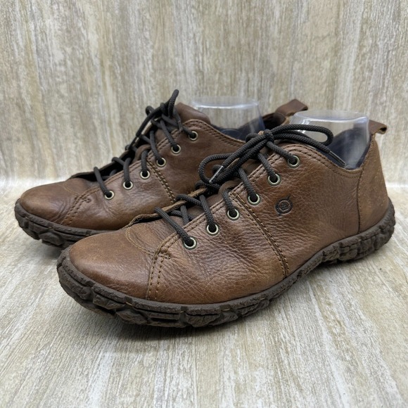 BORN Brown Grain LEATHER All-Terrain Walking Hiking Comfort Shoes Mens 9.5‎ - Picture 1 of 11